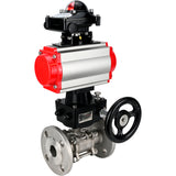 Robinet à boisseau sphérique en acier inoxydable Elephant ksfpt-316-180-da-apl210n-hdm, matériau du corps - acier inoxydable AISI 316, matériau de la bille - acier inoxydable AISI 316, joint - PTFE, actionné par actionneur pneumatique