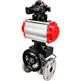 Robinet à boisseau sphérique en acier inoxydable Elephant ksfpt-316-180-da-apl210n-hdm, matériau du corps - acier inoxydable AISI 316, matériau de la bille - acier inoxydable AISI 316, joint - PTFE, actionné par actionneur pneumatique