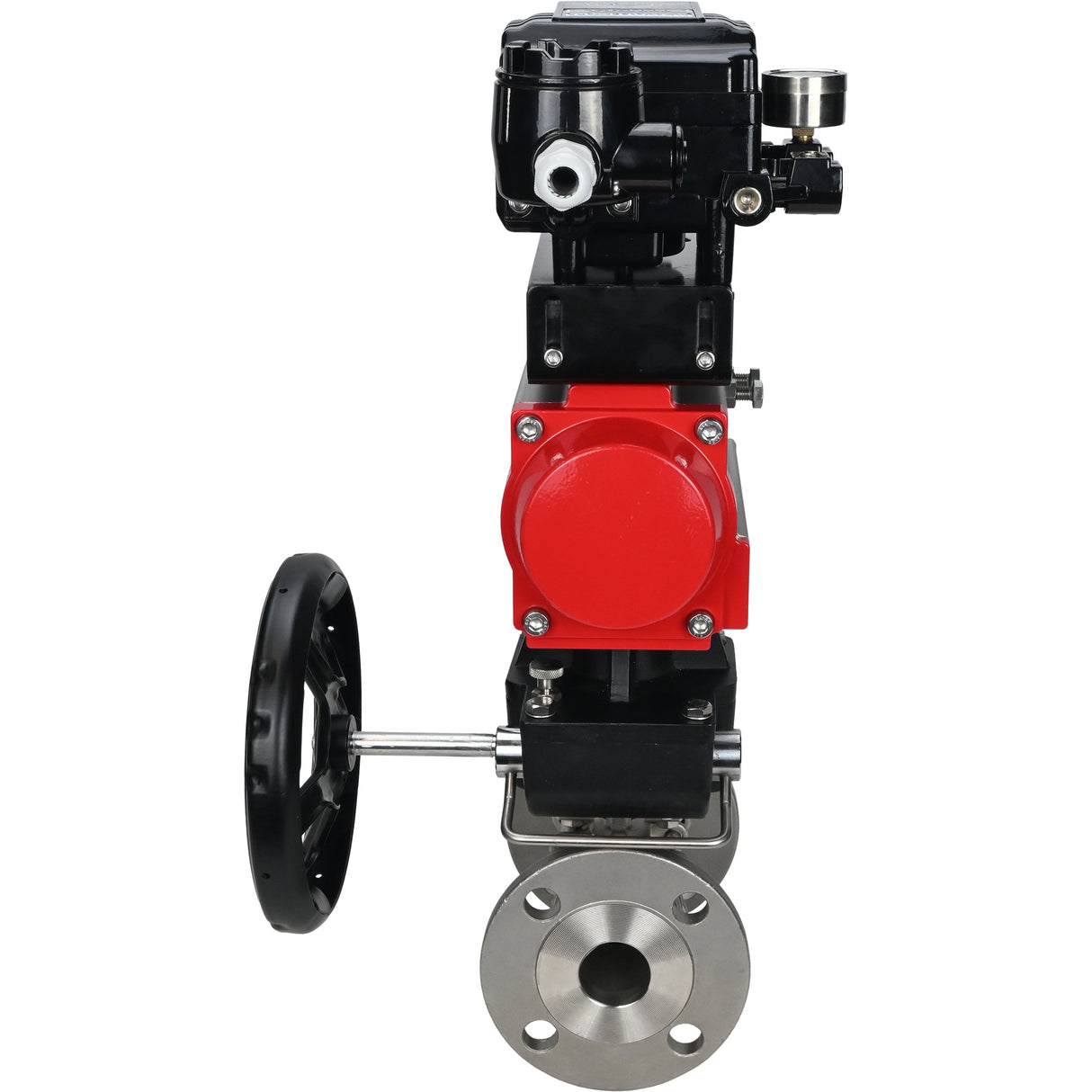 Robinet à boisseau sphérique en acier inoxydable Elephant ksfpt-316-180-da-yt1000rsn-hdm, matériau du corps - acier inoxydable AISI 316, matériau de la bille - acier inoxydable AISI 316, joint - PTFE, actionné par actionneur pneumatique