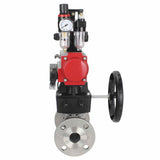 Robinet à boisseau sphérique en acier inoxydable Elephant ksfpt-304-180-da-4m310-24v-apl210n-hdm-afc2000, matériau du corps - acier inoxydable AISI 304, matériau de la bille - acier inoxydable AISI 304, joint - PTFE, actionné par actionneur pneumatique