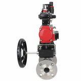 Robinet à boisseau sphérique en acier inoxydable Elephant ksfpt-304-180-da-4m310-24v-apl210n-hdm-afc2000, matériau du corps - acier inoxydable AISI 304, matériau de la bille - acier inoxydable AISI 304, joint - PTFE, actionné par actionneur pneumatique
