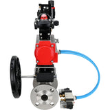 Ball valves Elephant BV3131P(3pc)-FP-F-ISO-H,  body material - Stainless steel AISI 304, seal - PTFE / PTFE / Teflon, with pneumatic actuator double action PA-DA, 4V320-10 220V, LSU APL-210N, handwheel MON, ATU AFC2000