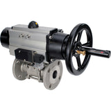 Ball valves Elephant BV3131P(3pc)-FP-F-ISO-H DN65-80 16 bar, three-piece full bore flanged, stainless steel SS304, seal - PTFE, with pneumatic actuator PA-DA-105-1 double acting, with pneumatic distributor 4M310-08 220V