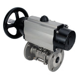 Ball valves Elephant BV3131P(3pc)-FP-F-ISO-H DN65-80 16 bar, three-piece full bore flanged, stainless steel SS304, seal - PTFE, with pneumatic actuator PA-DA-105-1 double acting, with pneumatic distributor 4M310-08 220V