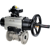 Ball valves Elephant BV3232P(3pc)-FP-F-ISO-H DN65-80 16 bar, three-piece full bore flanged, stainless steel SS304, seal - PTFE, with pneumatic actuator PA-DA-105-1 double acting, with pneumatic distributor 4M310-08 220V, with LSU APL-210N