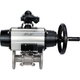 Ball valves Elephant BV3131P(3pc)-FP-F-ISO-H DN65-80 16 bar, three-piece full bore flanged, stainless steel SS304, seal - PTFE, with pneumatic actuator PA-DA-105-1 double acting, with pneumatic distributor 4M310-08 220V, with LSU APL-210N
