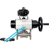 Ball valves Elephant BV3232P(3pc)-FP-F-ISO-H DN65-80 16 bar, three-piece full bore flanged, stainless steel SS304, seal - PTFE, with pneumatic actuator PA-DA-105-1 double acting, with pneumatic distributor 4V320-08 220V, with LSU APL-410N EX