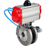 Vannes à boisseau sphérique Elephant BV3232P-FP-Fb-ISO-H 16 bar, passage intégral entre brides, acier inoxydable SS316, joint - PTFE, avec actionneur pneumatique PA-SA avec ressorts de rappel, avec distributeur pneumatique 4V320-10 220V