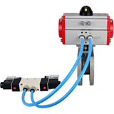 Vannes à boisseau sphérique Elephant BV3232P-FP-Fb-ISO-H 16 bar, passage intégral entre brides, acier inoxydable SS316, joint - PTFE, avec actionneur pneumatique PA-SA avec ressorts de rappel, avec distributeur pneumatique 4V320-10 220V