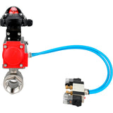 Ball valves Elephant BV3232P(2pc)-FP-T-ISO-H 16 bar, full bore coupling, stainless steel SS316, seal - PTFE, with pneumatic actuator PA-SA with return springs, with pneumatic distributor 4V320-10 220V, with LSU APL-210N