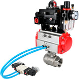 Ball valves Elephant BV3232P(2pc)-FP-T-ISO-H 16 bar, full bore coupling, stainless steel SS316, seal - PTFE, with pneumatic actuator PA-SA with return springs, with pneumatic distributor 4V320-08 220V, with LSU APL-410N EX, with ATU AFC2000