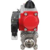 Robinet à boisseau sphérique en acier inoxydable Elephant kshpp-316200-sa-4m310-24, matériau du corps - acier inoxydable AISI 316, matériau de la bille - acier inoxydable AISI 316, joint - PTFE, actionné par actionneur pneumatique