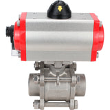 Robinet à boisseau sphérique en acier inoxydable Elephant kshpp-316200-sa-4m310-24, matériau du corps - acier inoxydable AISI 316, matériau de la bille - acier inoxydable AISI 316, joint - PTFE, actionné par actionneur pneumatique