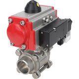 Robinet à boisseau sphérique en acier inoxydable Elephant kshpp-316200-sa-4m310-24, matériau du corps - acier inoxydable AISI 316, matériau de la bille - acier inoxydable AISI 316, joint - PTFE, actionné par actionneur pneumatique
