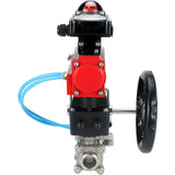 Ball valves Elephant BV3232P(3pc)-FP-W-ISO-H DN10-50 16 bar/40, full bore for welding, stainless steel SS316, seal - PTFE, with double-acting PA-DA pneumatic actuator, with pneumatic distributor 4V320-08 220V, with LSU APL-210N, with manual Doubler MON1-2