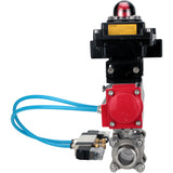 Vannes à boisseau sphérique Elephant BV3232P(3pc)-FP-W-ISO-H 16 bar/25, passage intégral à souder, acier inoxydable SS316, joint - PTFE, avec actionneur pneumatique double effet PA-DA, avec distributeur pneumatique 4V320-08 220V, avec BKV APL-410N EX