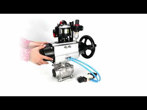Ball valves Elephant BV3232P(3pc)-FP-W-ISO-H,  body material - Stainless steel AISI 316, seal - PTFE / PTFE / Teflon, with pneumatic actuator double action PA-DA-105-1, 4V320-10 220V, LSU APL-510N Ex, ATU AFC2000