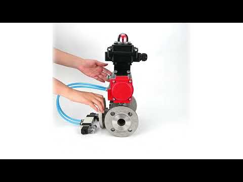 Ball valves Elephant BV3232P(4pc)-FP-3WL-F-ISO-H 16 bar full bore, flanged, body - stainless steel SS316, ISO flange F03/F04-F10/F12, square 9x9-19x19, with pneumatic drive PA-DA, pneumatic distributor 4V320-8 220V and LSU APL-410N EX