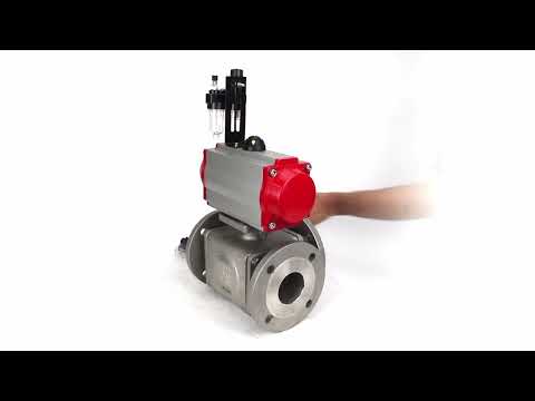 Ball valves Elephant BV3232P(4pc)-FP-3WL-F-ISO-H 16 bar full bore, flanged, body - stainless steel SS316, ISO flange F03/F04-F10/F12, square 9x9-19x19, with pneumatic drive PA-DA double acting, pneumatic valve 4V320-10 220V and ATU A