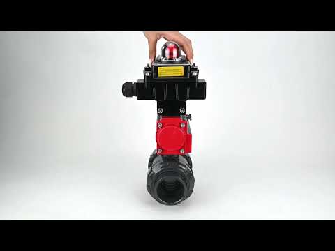 Ball valves Elephant BV4242E-FP-GRM-ISO, body material - UPVC, ball material - UPVC, seal - EPDM, with pneumatic actuator with return springs PA-SA and LSU APL-410N EX