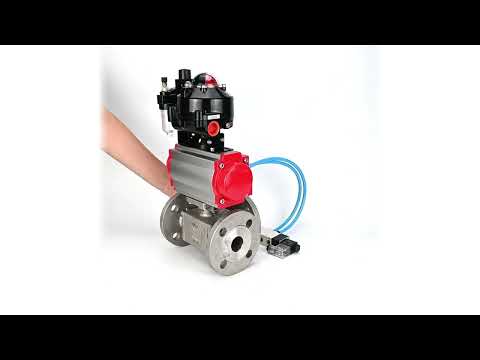 Ball valves Elephant BV3232P(4pc)-FP-3WL-F-ISO-H 16 bar full bore, flanged, body - stainless steel SS316, ISO flange F03/F04-F10/F12, square 9x9-19x19, with pneumatic drive PA-DA, pneumatic distributor 4V320-10 220V, LSU APL-510N EX and ATU AF