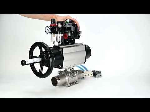 Ball valves Elephant BV3232P(3pc)-FP-W-ISO-H LONG,  body material - Stainless steel AISI 316, seal - PTFE / PTFE / Teflon, with pneumatic actuator double action PA-DA-105-1, 4V320-10 220V, LSU APL-510N Ex, ATU AFC2000