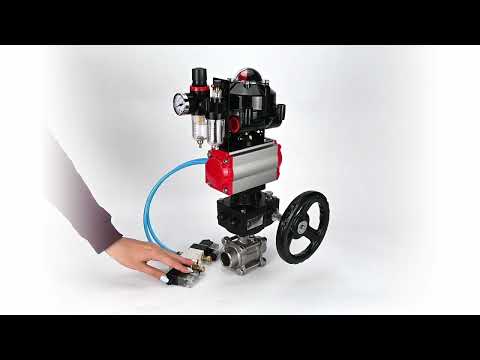 Ball valves Elephant BV3232P(3pc)-FP-W-ISO-H WDVF DN15-32 63 bar full bore, 316 stainless steel, PTFE, for welding, with PA-DA pneumatic actuator, with pneumatic distributor 4V320-10 220V, LSU APL-510N EX, manual backup for MON, ATU AFC2000