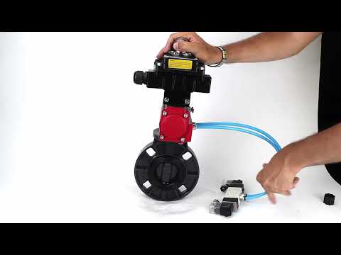Butterfly valves Elephant WBV4242E-2W-Fb-ISO, body material - UPVC, disc material - UPVC, seal - EPDM, with pneumatic actuator double action PA-DA, pneumatic distributor 4V320-08 220V, LSU APL-410N EX and ATU AFC2000