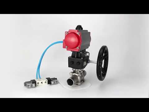 Vannes à boisseau sphérique Elephant BV3131P(3pc)-FP-W-ISO-H LONG à passage intégral, corps - acier inoxydable 304, à souder, avec actionneur pneumatique PA-DA, distributeur pneumatique 4V320-10 220V et réducteur MON
