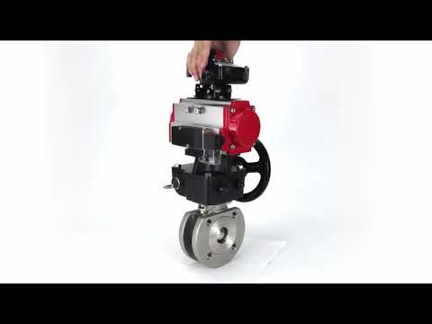 Robinet à boisseau sphérique en acier inoxydable Elephant kchfp-elephant-da-hdm-4m310-24v-apl-210n, matériau du corps - acier inoxydable AISI 316, matériau de la bille - acier inoxydable AISI 316, joint - PTFE, actionné par actionneur pneumatique