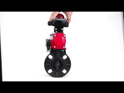 Butterfly valves Elephant WBV4242E-2W-Fb-ISO, body material - UPVC, disc material - UPVC, seal - EPDM, with pneumatic actuator with return springs PA-SA, pneumatic distributor 4M310-08 NAMUR 220V and LSU APL-210N