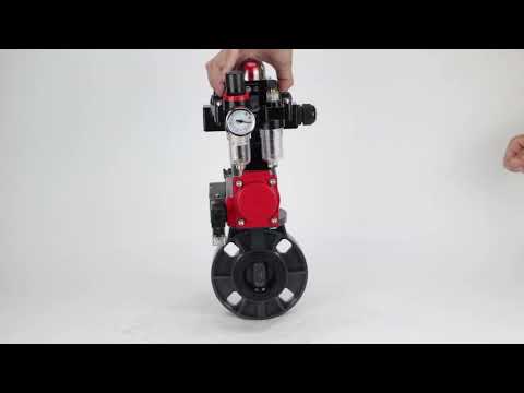 Butterfly valves Elephant WBV4242E-2W-Fb-ISO, body material - UPVC, disc material - UPVC, seal - EPDM, with pneumatic actuator double action PA-DA, pneumatic distributor 4M310-08 220V, LSU APL-410N EX and ATU AFC2000