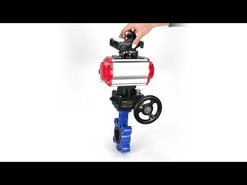 Vanne papillon d'eau Elephant WBV1616N-2W-Fb-H, matériau du corps - fonte QT450, matériau du disque - fonte QT450, joint - NBR, actionneur pneumatique PA-DA double action, 4M310-08 24V, BKV APL-210N, volant MON