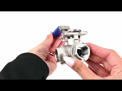 Vanne à boisseau sphérique en acier inoxydable à 3 voies Filetage NPT/BSP Type T Port standard Elephant RP.SS316.200.MM 986 psi avec support de montage et poignée ISO 5211