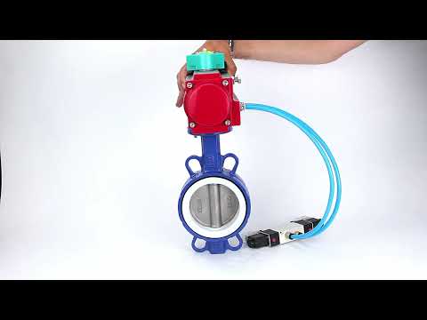 Water Butterfly Valve Elephant WBV3432P-2W-Fb-H DN40-300 16 bar body - WCB carbon steel, disc - 316L stainless steel, seal - PTFE, with pneumatic actuator PA-DA-XXX, pneumatic distributor 4V320-10 220V and ALS200D magnetic switch