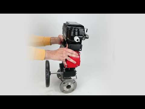 Robinet à boisseau sphérique en acier inoxydable Elephant ksfpt-316-180-da-yt1000rsi-hdm, matériau du corps - acier inoxydable AISI 316, matériau de la bille - acier inoxydable AISI 316, joint - PTFE, actionné par actionneur pneumatique