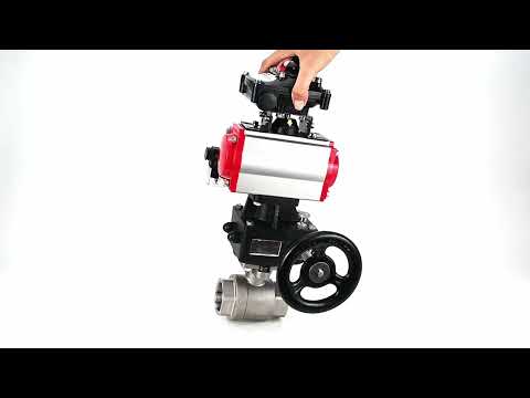 Robinet à boisseau sphérique en acier inoxydable Elephant kshmp316-elephant-da-4m310-110/220v-apl-210n-hdm, matériau du corps - acier inoxydable AISI 316, matériau de la bille - acier inoxydable AISI 316, joint - PTFE, actionné par actionneur pneumatique