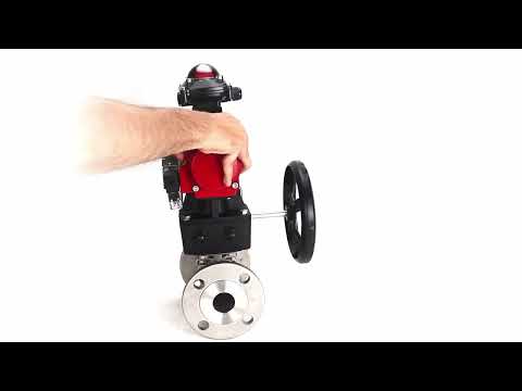 Robinet à boisseau sphérique en acier inoxydable Elephant ksfpt-316-180-da-4m310-24v-apl210n-hdm, matériau du corps - acier inoxydable AISI 316, matériau de la bille - acier inoxydable AISI 316, joint - PTFE, actionné par actionneur pneumatique