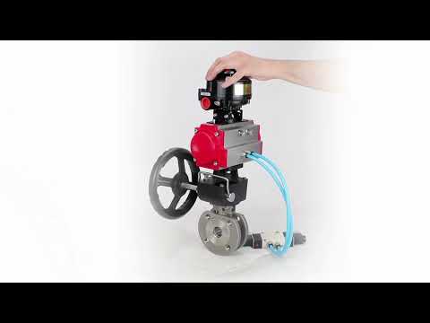 Ball valves Elephant BV3232P-FP-Fb-ISO-H 16 bar wafer, full bore, stainless steel body. steel SS316, seal - PTFE, with pneumatic drive Elephant PA-DA 052-105 pneumatic distributor 4V320-08 gearbox MON LSU APL-510N-EX