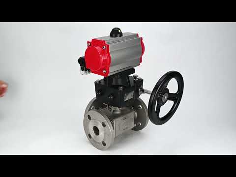 Ball valves Elephant BV3232P(4pc)-FP-3WL-F-ISO-H 16 bar full bore, flanged, body - stainless steel SS316, ISO flange F03/F04-F10/F12, square 9x9-19x19, with pneumatic drive PA-DA, pneumatic distributor 4M310-08 220V and Doubler MON3-700-T38-I