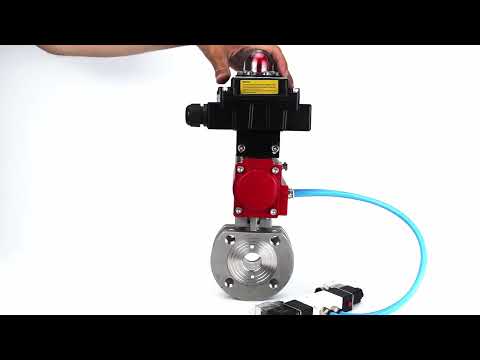 Vannes à boisseau sphérique Elephant BV3232P-FP-Fb-ISO-H 16 bar, passage intégral entre brides, acier inoxydable SS316, joint - PTFE, avec actionneur pneumatique double effet PA-DA, avec distributeur pneumatique 4V320-08 220V, avec BKV APL-410N EX