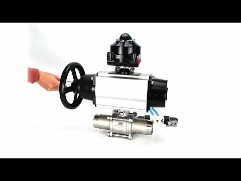 Ball valves Elephant BV3232P(3pc)-FP-W-ISO-H LONG,  body material - Stainless steel AISI 316, seal - PTFE / PTFE / Teflon, with pneumatic actuator double action PA-DA-105-1, 4V320-10 220V, LSU APL-510N Ex