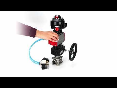 Ball valves Elephant BV3232P(3pc)-FP-W-ISO-H WDVF DN15-32 63 bar full bore, 316 stainless steel, seal - PTFE, for welding, with PA-DA pneumatic actuator, pneumatic distributor 4V320-08 220V, LSU APL-510N EX, manual backup for MON
