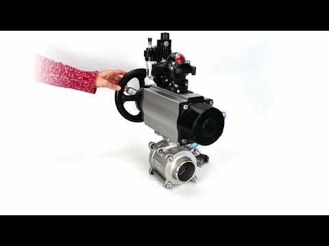 Ball valves Elephant BV3232P(3pc)-FP-W-ISO-H,  body material - Stainless steel AISI 316, seal - PTFE / PTFE / Teflon, with pneumatic actuator double action PA-DA-105-1, 4V320-10 220V, LSU APL-210N, ATU AFC2000