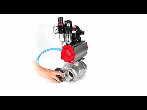 Ball valves Elephant BV3232P(4pc)-SP-3WL-T-ISO-H,  body material - Stainless steel AISI 316, seal - PTFE / PTFE / Teflon, with pneumatic actuator double action PA-DA, 4V320-10 220V, LSU APL-210N, ATU AFC2000
