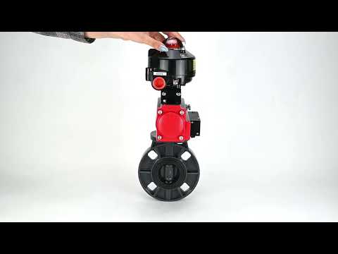 Butterfly valves Elephant WBV4242E-2W-Fb-ISO, body material - UPVC, disc material - UPVC, seal - EPDM, with pneumatic actuator with return springs PA-SA, pneumatic distributor 4M310-08 NAMUR 24V and LSU APL-510N EX