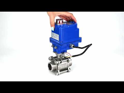 Ball valves Elephant BV3232P(3pc)-FP-W-ISO-H WDVF DN15-32 63 bar full bore, body - 316 stainless steel, seal - PTFE, for welding, with a 1/4-turn electric drive Elephant QT-N-EM-O1-12VDC-U1 blue