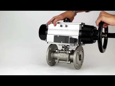 Ball valves Elephant BV3232P(3pc)-FP-F-ISO-H DN65-100 25/40 bar flanged with ISO flange, body - 316 stainless steel, full bore, seal - PTFE, with pneumatic drive PA-DA-105-1, pneumatic distributor 4M310-08 220V