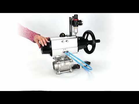 Ball valves Elephant BV3232P(3pc)-FP-W-ISO-H,  body material - Stainless steel AISI 316, seal - PTFE / PTFE / Teflon, with pneumatic actuator double action PA-DA-105-1, 4V320-10 220VATU AFC2000