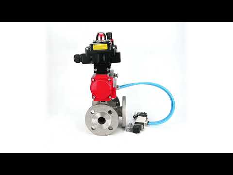 Ball valves Elephant BV3232P(4pc)-FP-3WL-F-ISO-H 16 bar full bore, flanged, body - stainless steel SS316, ISO flange F03/F04-F10/F12, square 9x9-19x19, with pneumatic drive PA-DA, pneumatic distributor 4V320-10 220V, LSU APL-410N EX and ATU AF